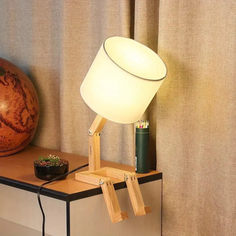 Creative Table Lamp with Wooden Base