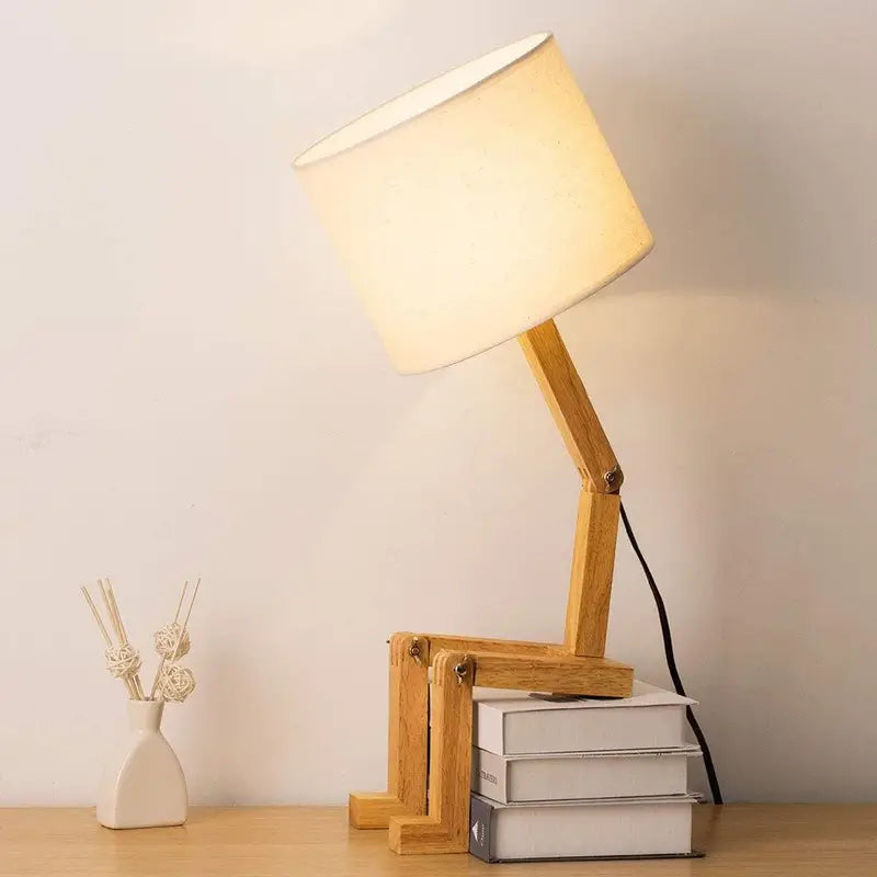 Creative Table Lamp with Wooden Base
