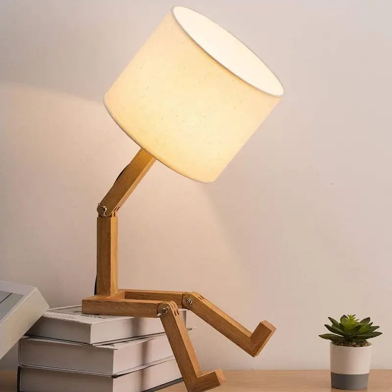 Creative Table Lamp with Wooden Base