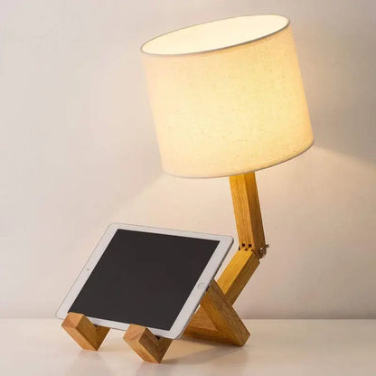 Creative Table Lamp with Wooden Base